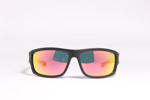 SPECTRAL Z87.1+ matte black, Ruby Fire Z87.1 lens, front view