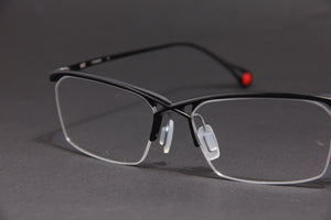 NITE NUKE TITANIUM MATTE BLACK SILVER HALF RIM PRESCRIPTION EYEGLASSES SPECTACLES