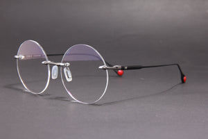 TITAN-X NUKE TITANIUM GUN MATTE BLACK CIRCLE RIMLESS PRESCRIPTION EYEGLASSES SPECTACLES