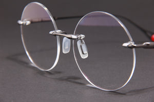 TITAN-X NUKE TITANIUM GUN MATTE BLACK CIRCLE RIMLESS PRESCRIPTION EYEGLASSES SPECTACLES