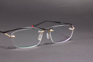 ZERO NUKE TITANIUM MATTE BLACK GOLD HALF RIM PRESCRIPTION EYEGLASSES SPECTACLES
