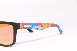 ORACLE MATTE BLACK RUBY FIRE TROPIC PRINT POLARIZED SUNGLASSES