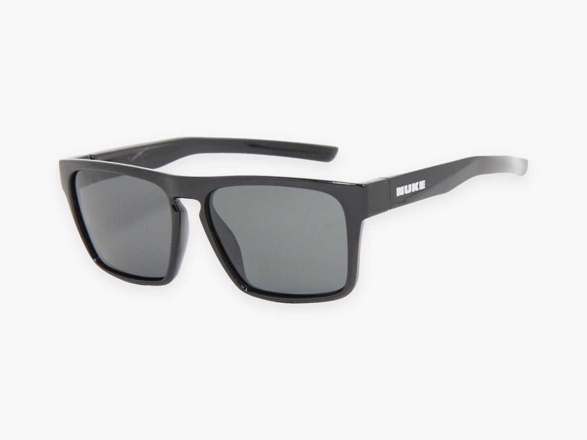 DART Gloss Black Black Polarized Sunglasses with measurements