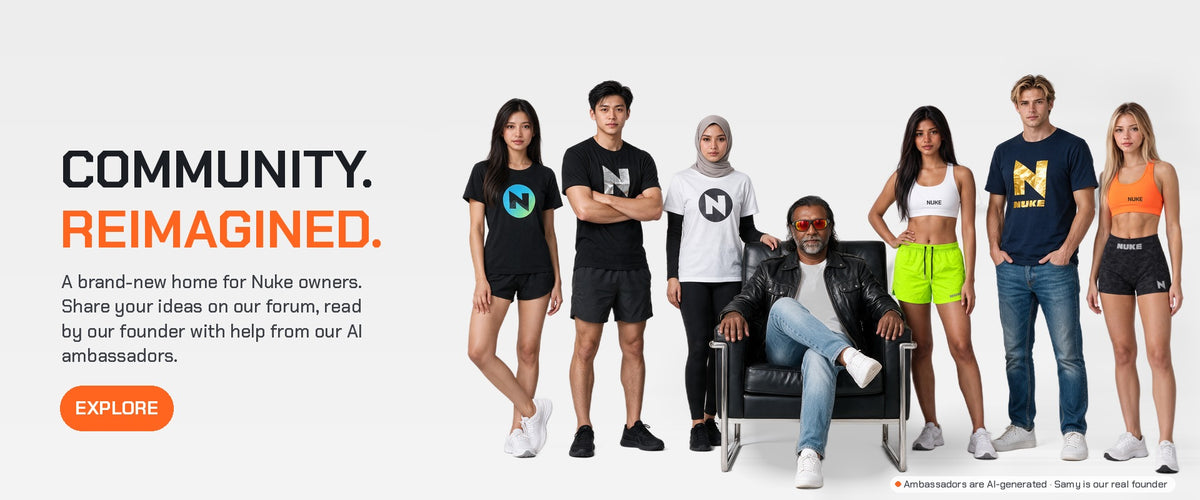 Community. Reimagined. A brand-new home for Nuke owners, with our founder Samy and six AI-generated ambassadors