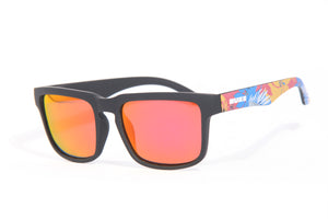 ORACLE MATTE BLACK RUBY FIRE TROPIC PRINT POLARIZED SUNGLASSES