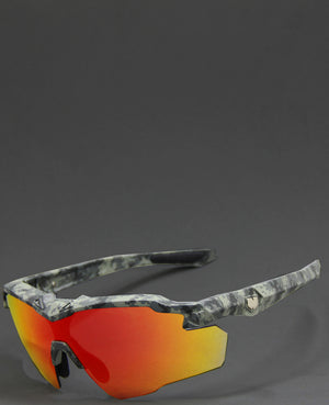 COMBO 2025 STINGER JUNGLE GUN GREY CAMO RUBY FIRE POLARIZED RX PRESCRIPTION SUNGLASSES