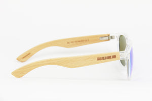 METEOR CLEAR ZEBRA WOOD BLUE POLARIZED SUNGLASSES