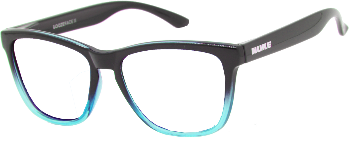 BOOZEFACE II GLOSS BLACK FADE CLEAR BLUE PRESCRIPTION GLASSES FRAME