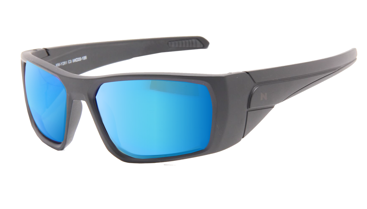 COSMIC MATTE BLACK BLUE POLARIZED UV400 SUNGLASSES