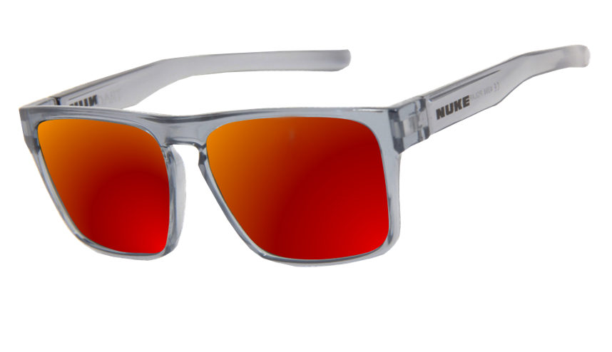 NEW DART CLEAR TRANSPARENT RUBY FIRE POLARIZED SUNGLASSES