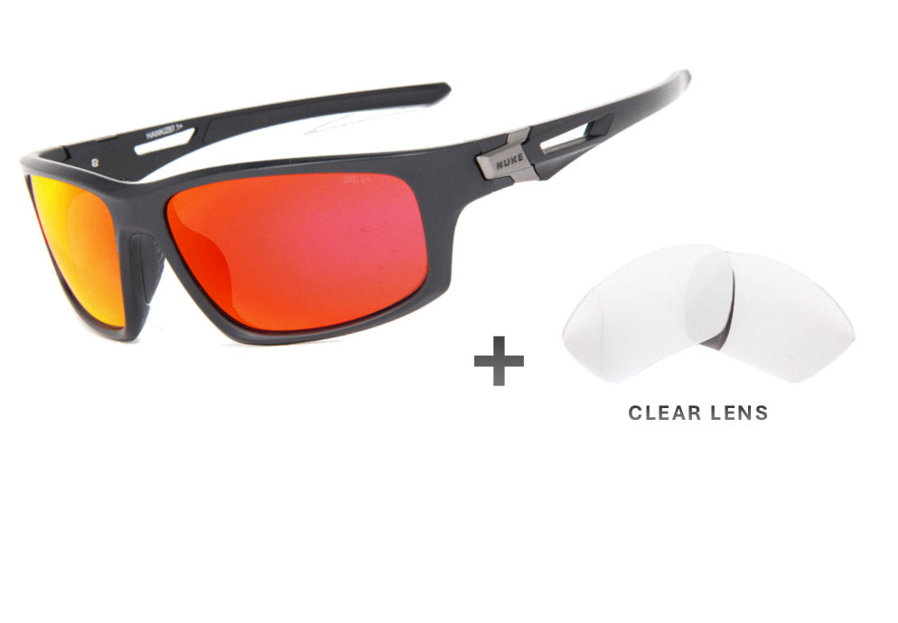 2024 HAWK Z87.1 MATTE BLACK RUBY FIRE Z87.1  + CLEAR  Z87.1 LENS