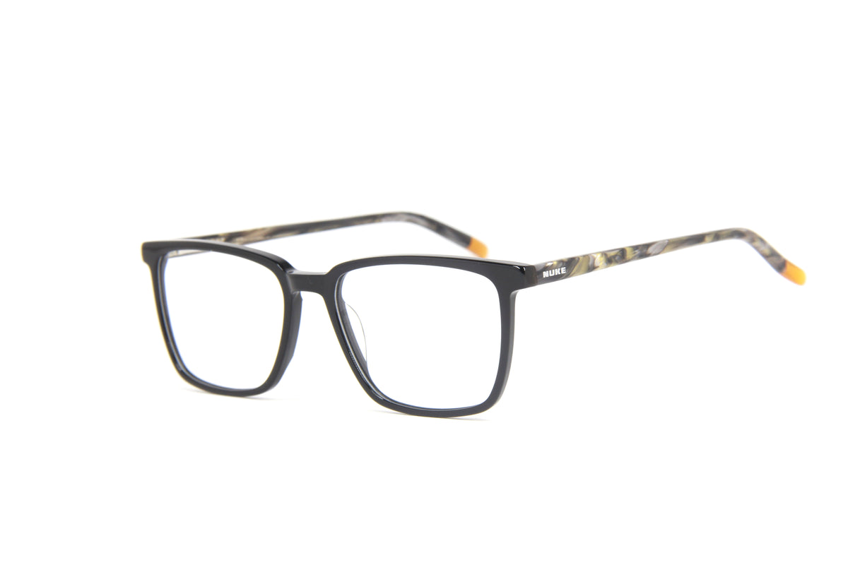 OUTLET NUKE N14 TRIPLE RECTANGLE GLOSS BLACK LIGHT BROWN OYSTER SHELL PRESCRIPTION EYEGLASS