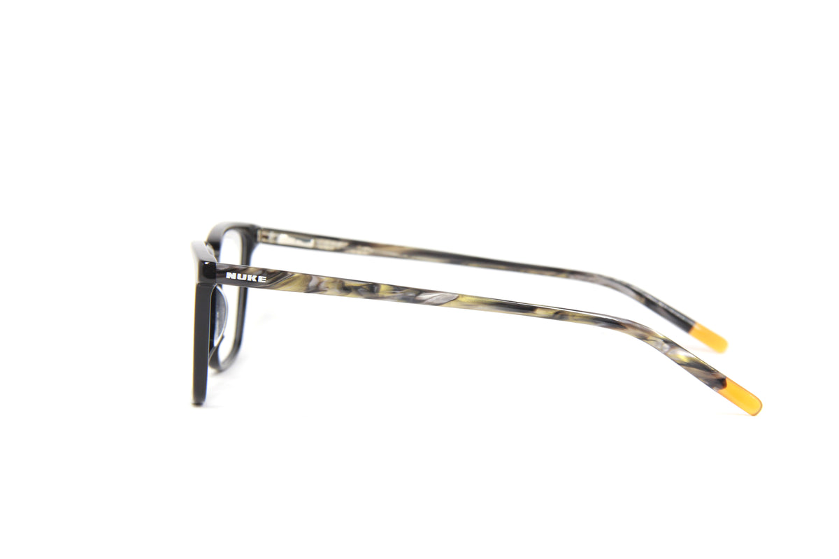 OUTLET NUKE N14 TRIPLE RECTANGLE GLOSS BLACK LIGHT BROWN OYSTER SHELL PRESCRIPTION EYEGLASS