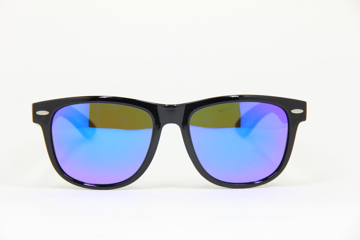 OUTLET METEOR GLOSS BLACK BLUE ZEBRA WOOD POLARIZED SUNGLASSES