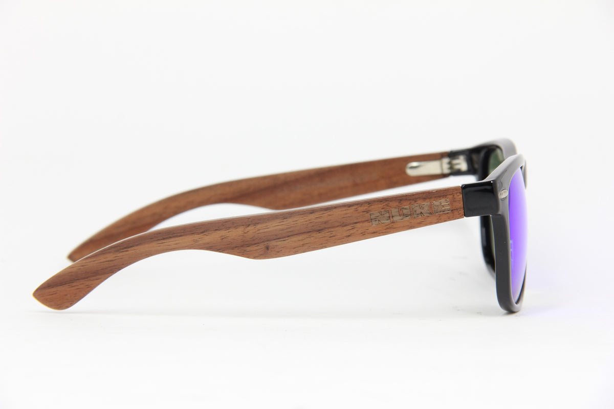OUTLET METEOR GLOSS BLACK BLUE ZEBRA WOOD POLARIZED SUNGLASSES