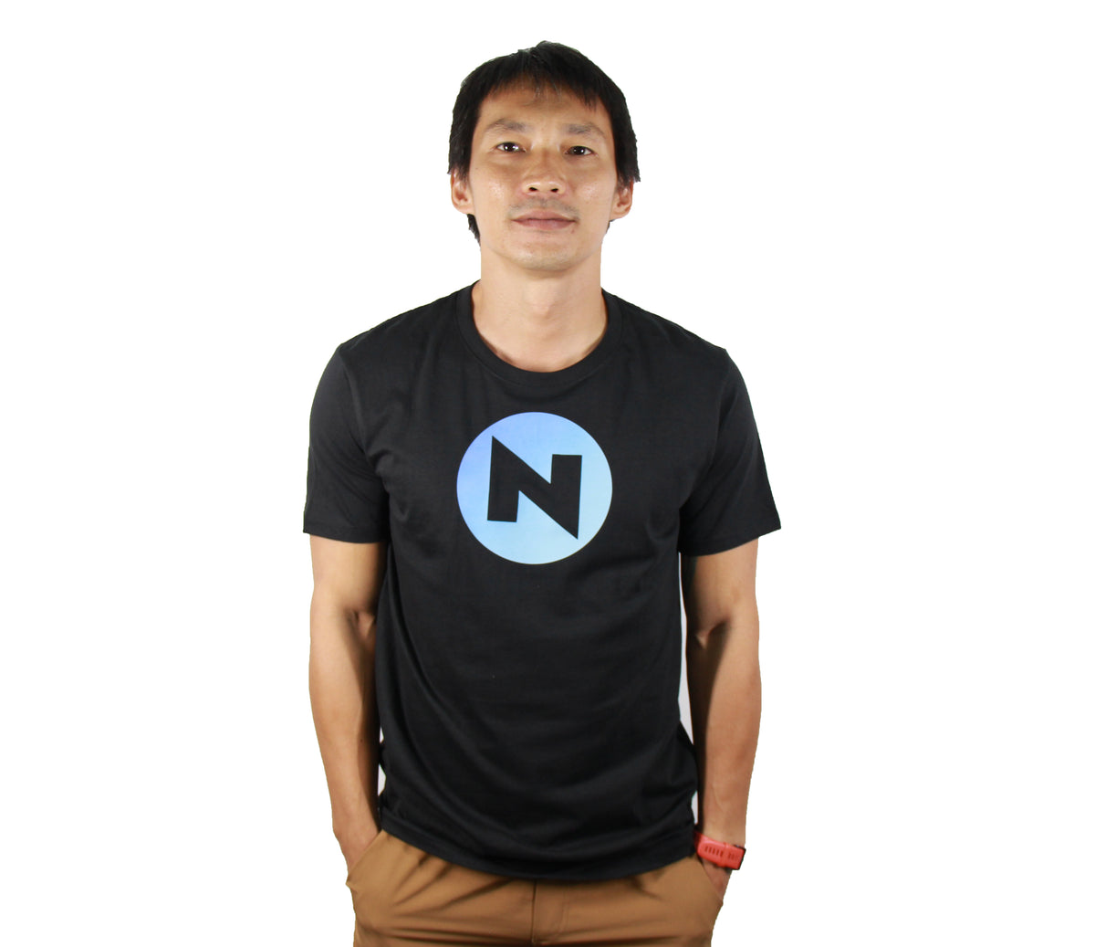 NUKE ROUND ICON  BLUE GRADIENT BLACK TSHIRT(2024)