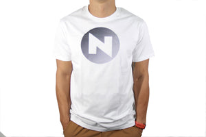 NUKE ROUND ICON  GREY  GRADIENT WHITE TSHIRT(2024)