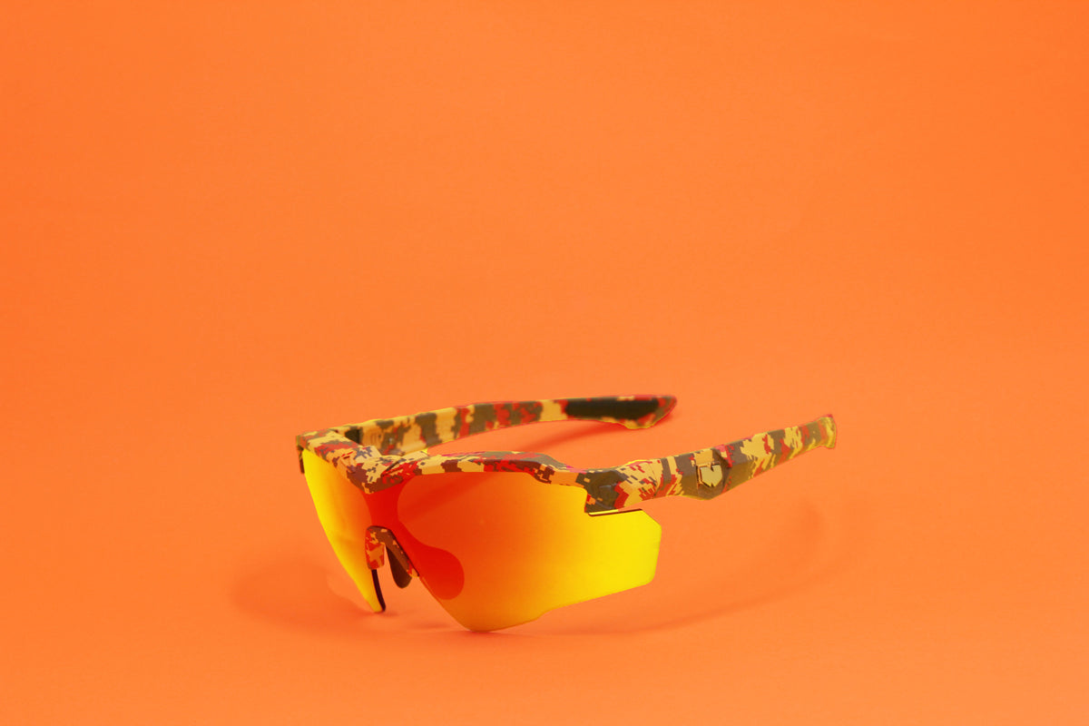 COMBO 2025 STINGER SUNSET CAMO RUBY FIRE Z87.1 SAFETY RX PRESCRIPTION SUNGLASSES