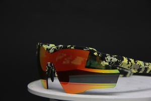 2025 STINGER SAFETY YELLOW CAMO RUBY FIRE POLARIZED RX PRESCRIPTION SUNGLASSES