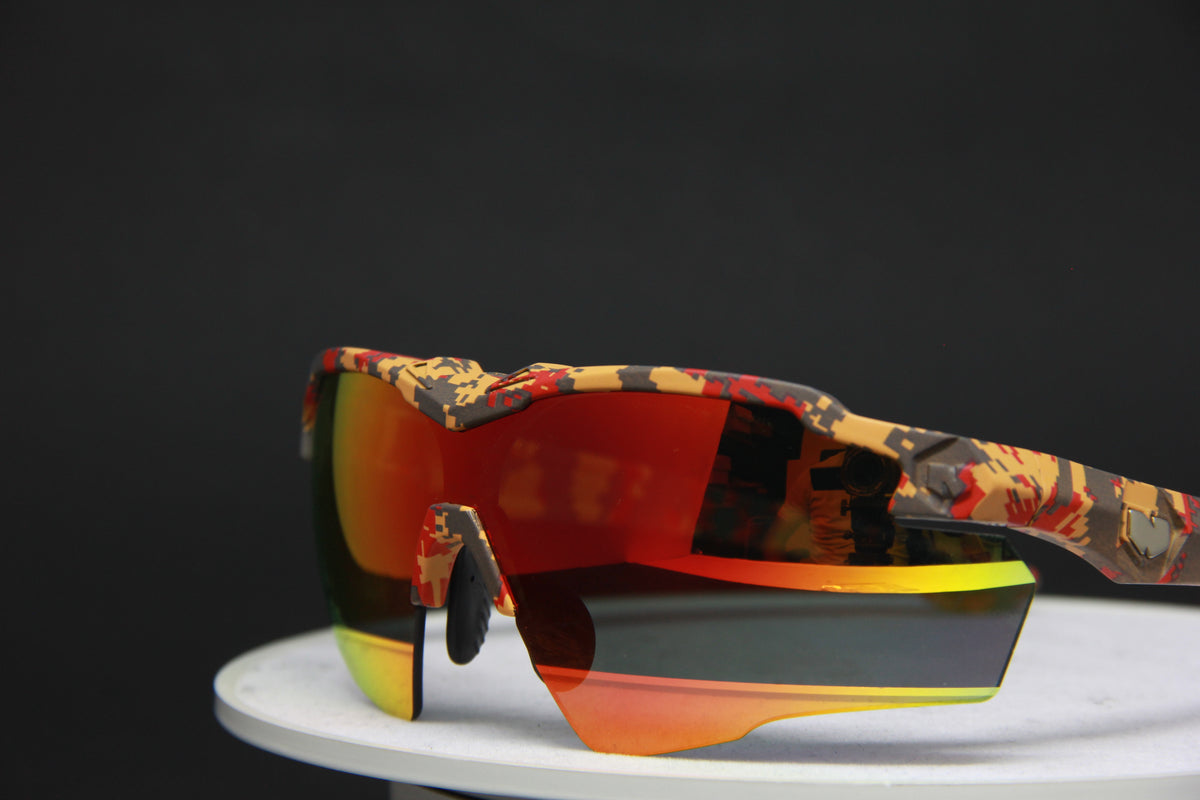 COMBO 2025 STINGER SUNSET CAMO RUBY FIRE Z87.1 SAFETY RX PRESCRIPTION SUNGLASSES