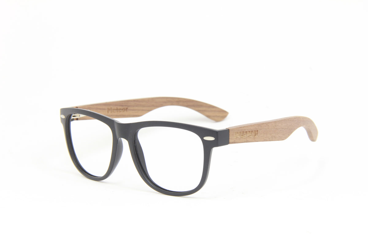 OUTLET NUKE METEOR MATTE BLACK ZEBRA WOOD  PRESCRIPTION EYEGLASSES