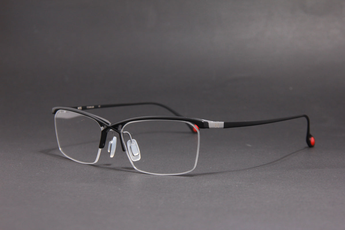 NITE NUKE TITANIUM MATTE BLACK SILVER HALF RIM PRESCRIPTION EYEGLASSES SPECTACLES