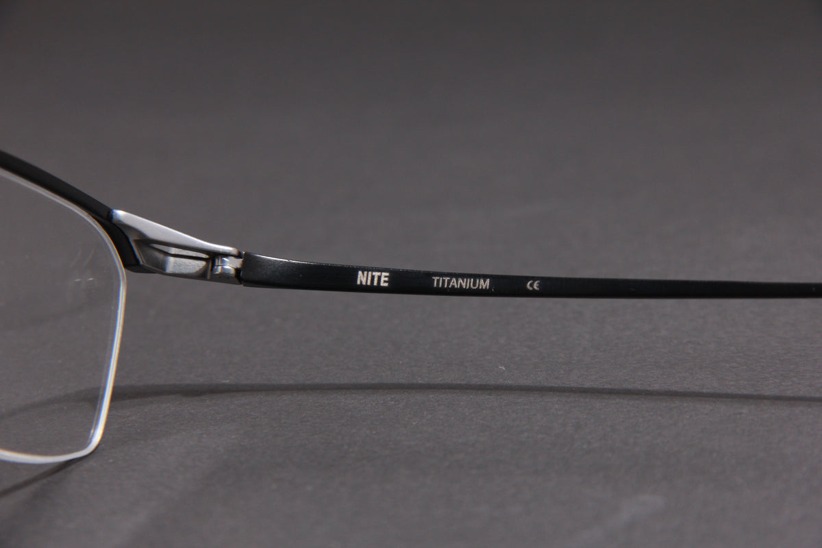NITE NUKE TITANIUM MATTE BLACK SILVER HALF RIM PRESCRIPTION EYEGLASSES SPECTACLES