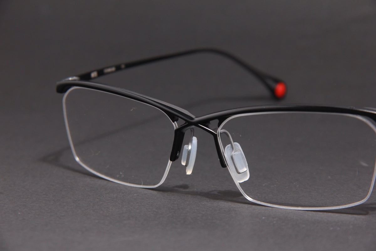 NITE NUKE TITANIUM MATTE BLACK SILVER HALF RIM PRESCRIPTION EYEGLASSES SPECTACLES