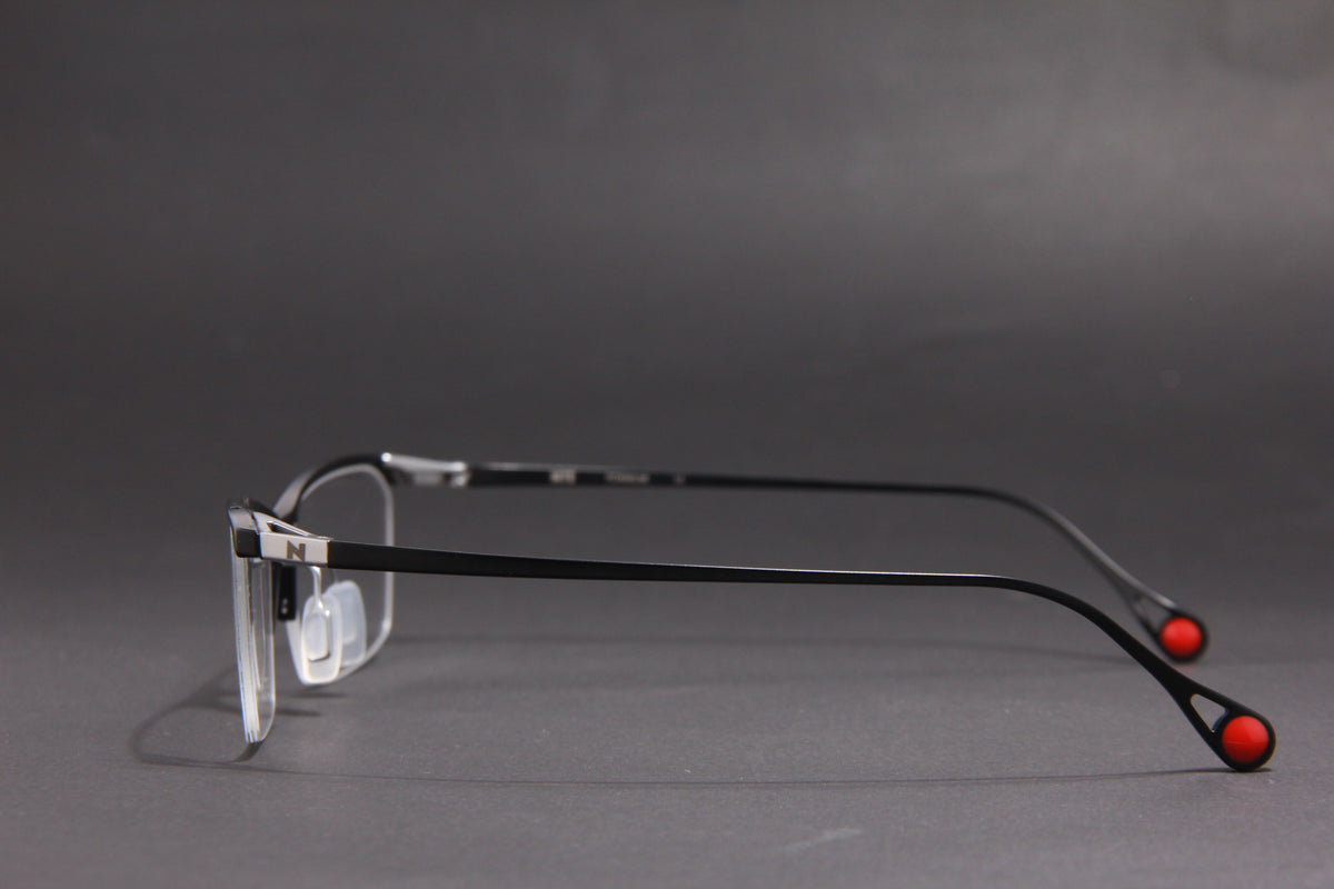 NITE NUKE TITANIUM MATTE BLACK SILVER HALF RIM PRESCRIPTION EYEGLASSES SPECTACLES
