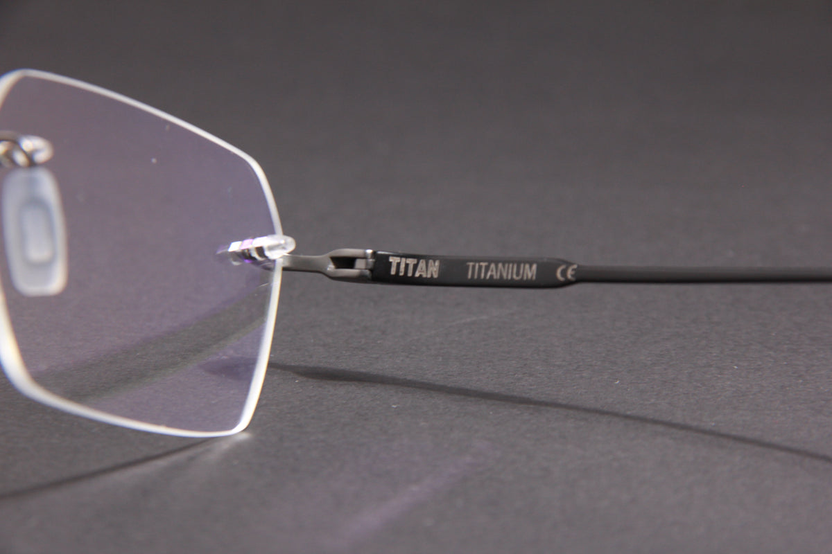 TITAN NUKE TITANIUM GUN MATTE BLACK RIMLESS PRESCRIPTION EYEGLASSES SPECTACLES