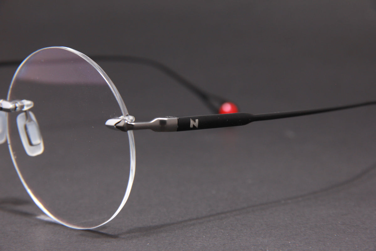 TITAN-X NUKE TITANIUM GUN MATTE BLACK CIRCLE RIMLESS PRESCRIPTION EYEGLASSES SPECTACLES