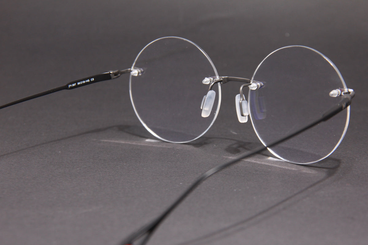 TITAN-X NUKE TITANIUM GUN MATTE BLACK CIRCLE RIMLESS PRESCRIPTION EYEGLASSES SPECTACLES