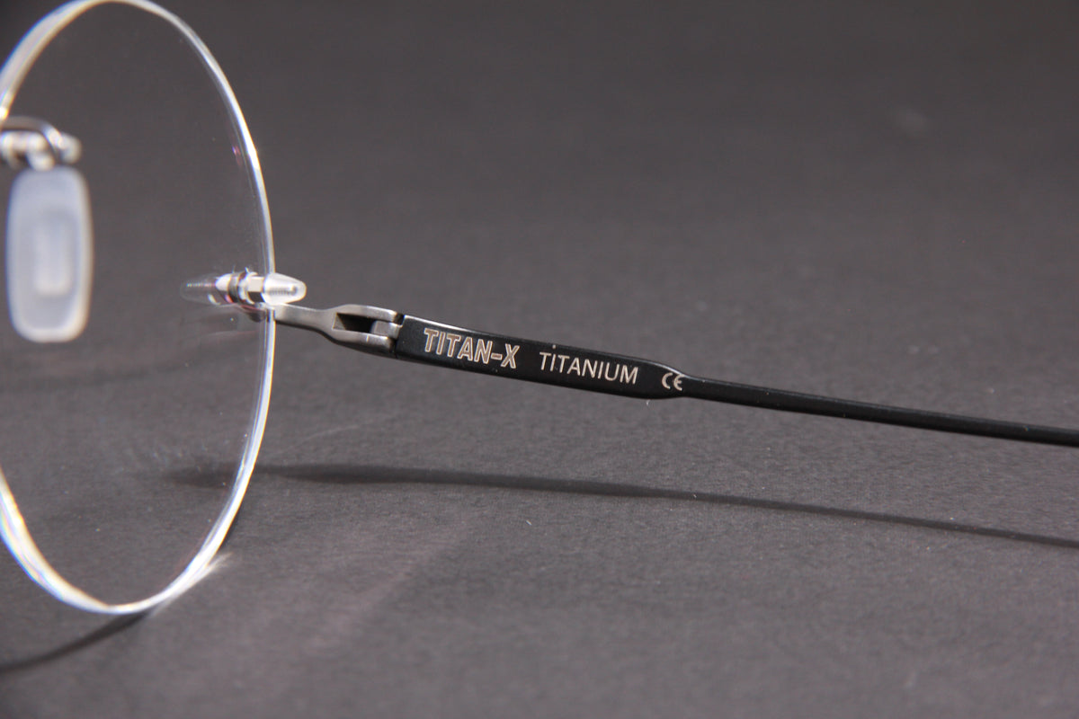 TITAN-X NUKE TITANIUM GUN MATTE BLACK CIRCLE RIMLESS PRESCRIPTION EYEGLASSES SPECTACLES