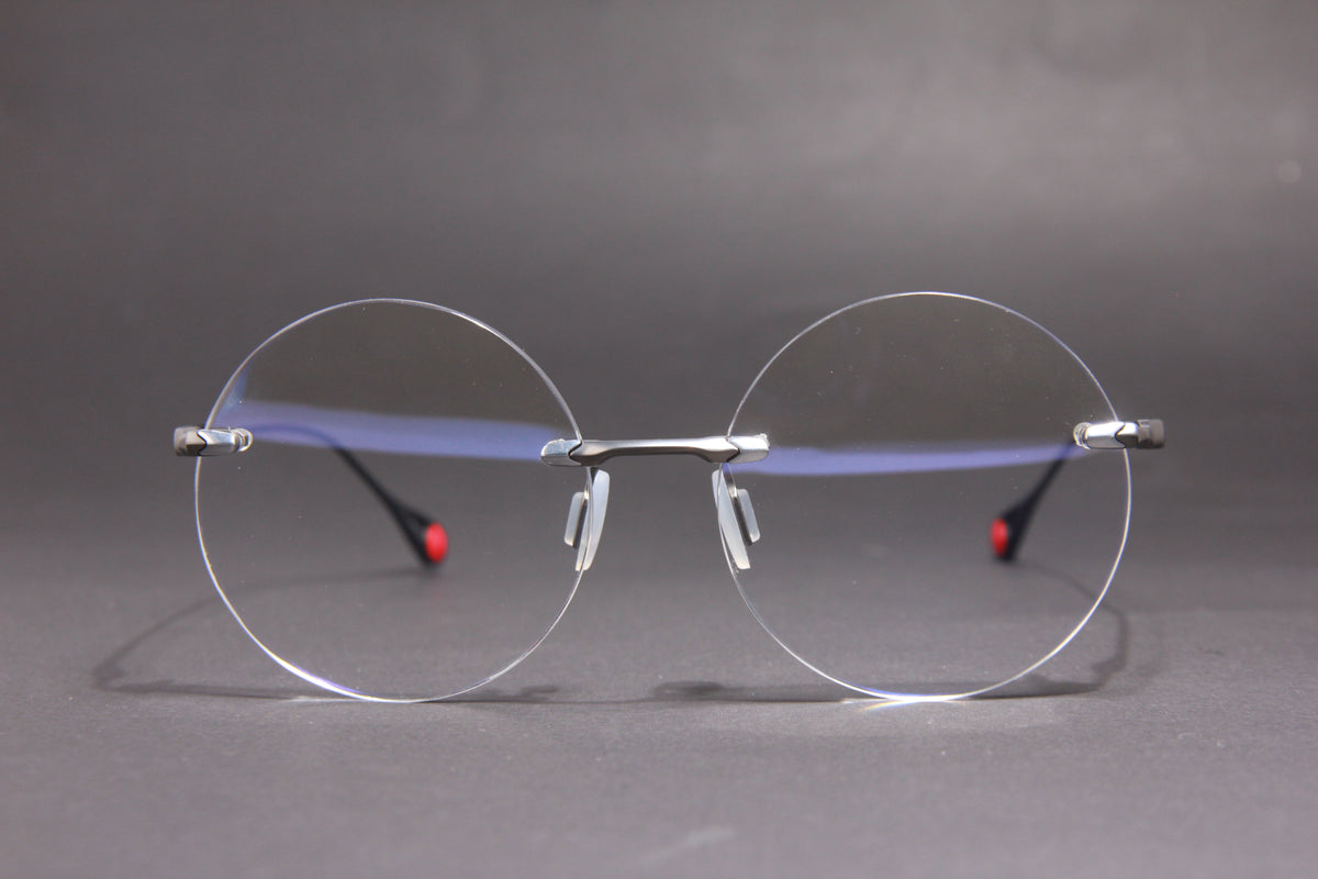 TITAN-X NUKE TITANIUM GUN MATTE BLACK CIRCLE RIMLESS PRESCRIPTION EYEGLASSES SPECTACLES