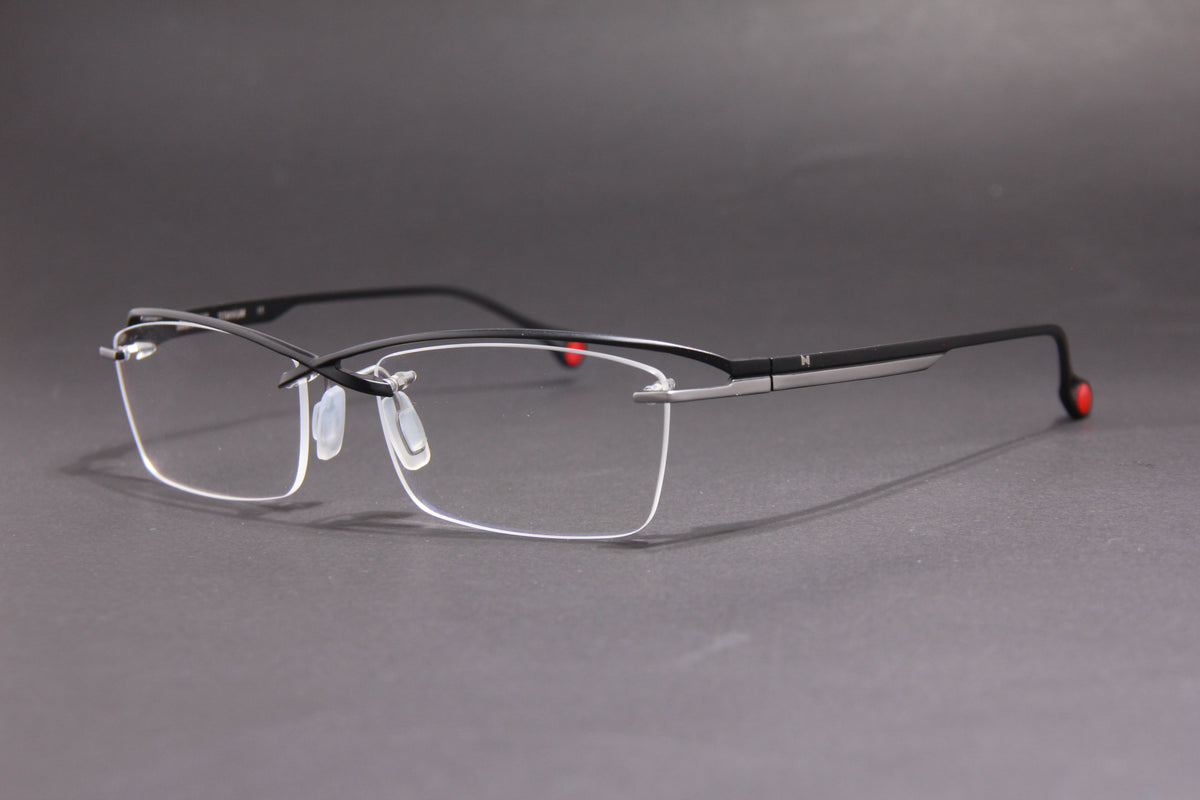 OBLIVION NUKE TITANIUM MATTE BLACK SILVER HALF RIM RECTANGLE PRESCRIPTION EYEGLASSES SPECTACLES