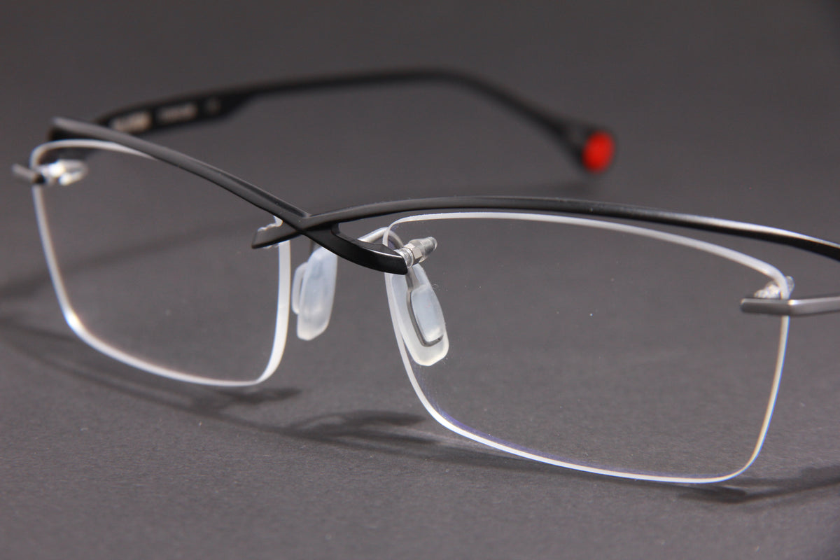 OBLIVION NUKE TITANIUM MATTE BLACK SILVER HALF RIM RECTANGLE PRESCRIPTION EYEGLASSES SPECTACLES