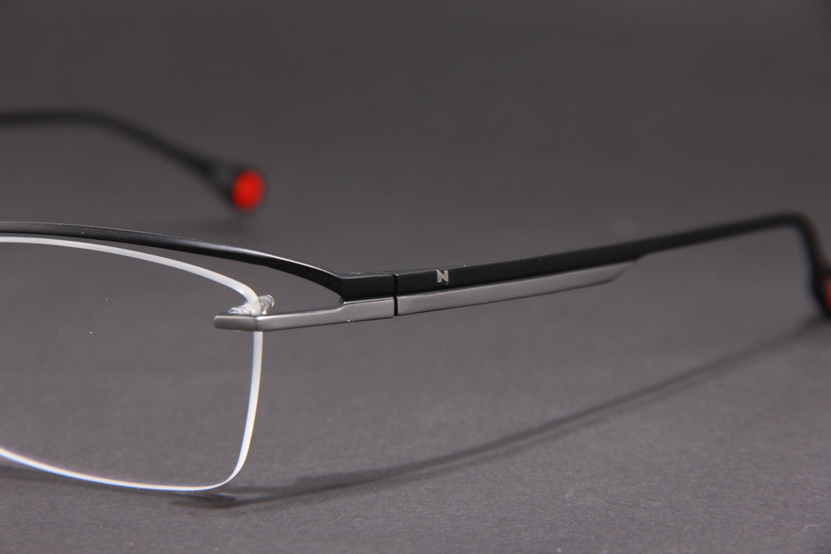 OBLIVION NUKE TITANIUM MATTE BLACK SILVER HALF RIM RECTANGLE PRESCRIPTION EYEGLASSES SPECTACLES