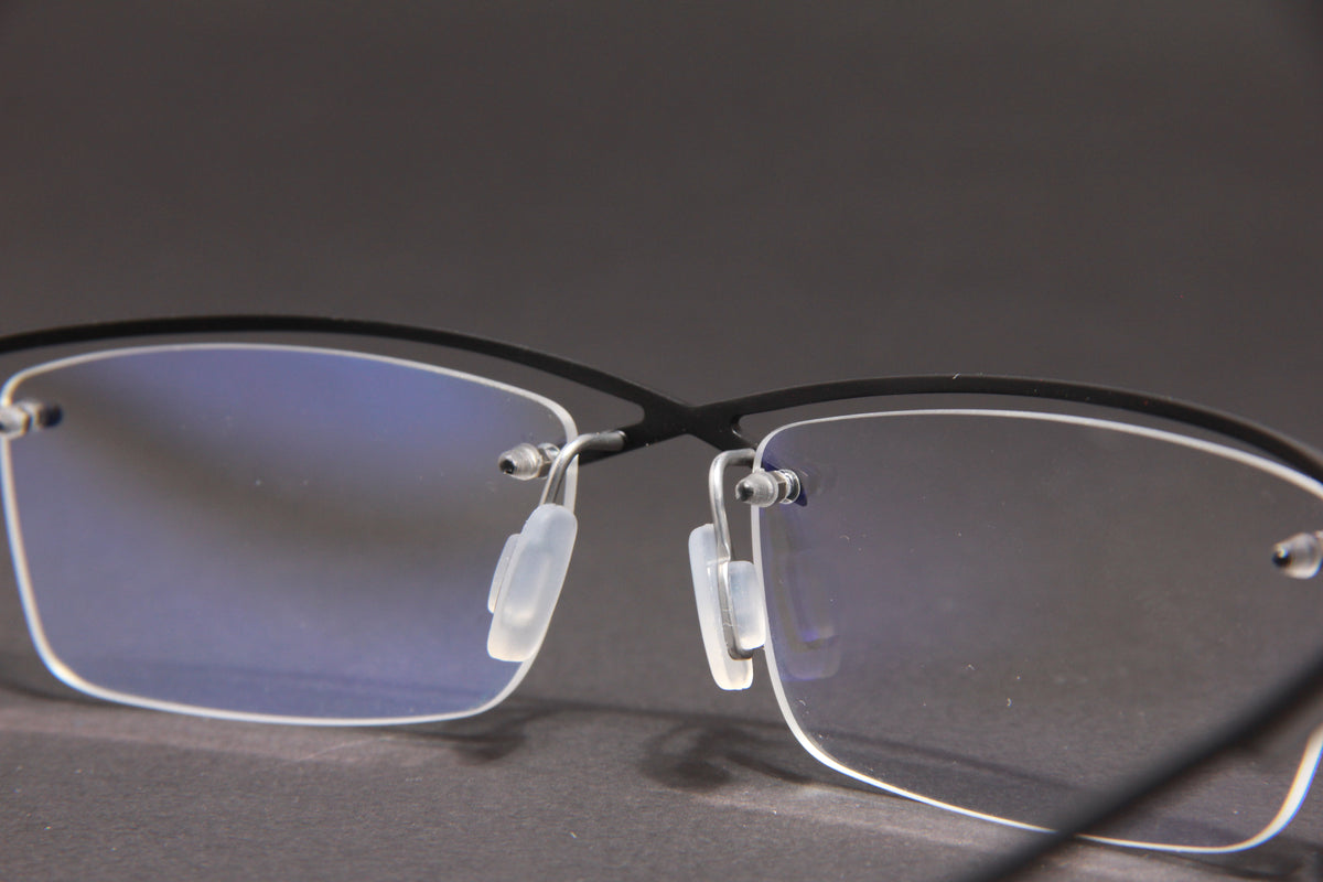 OBLIVION NUKE TITANIUM MATTE BLACK SILVER HALF RIM RECTANGLE PRESCRIPTION EYEGLASSES SPECTACLES