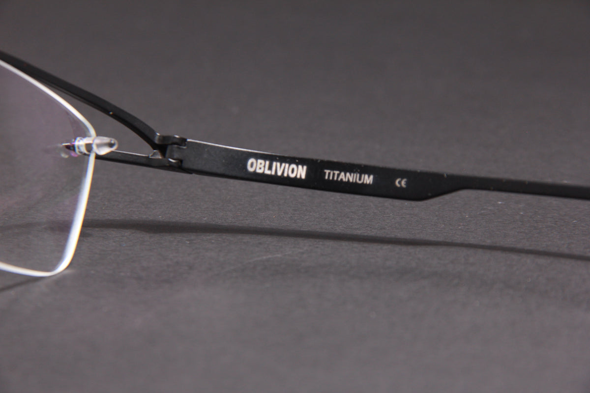 OBLIVION NUKE TITANIUM MATTE BLACK SILVER HALF RIM RECTANGLE PRESCRIPTION EYEGLASSES SPECTACLES