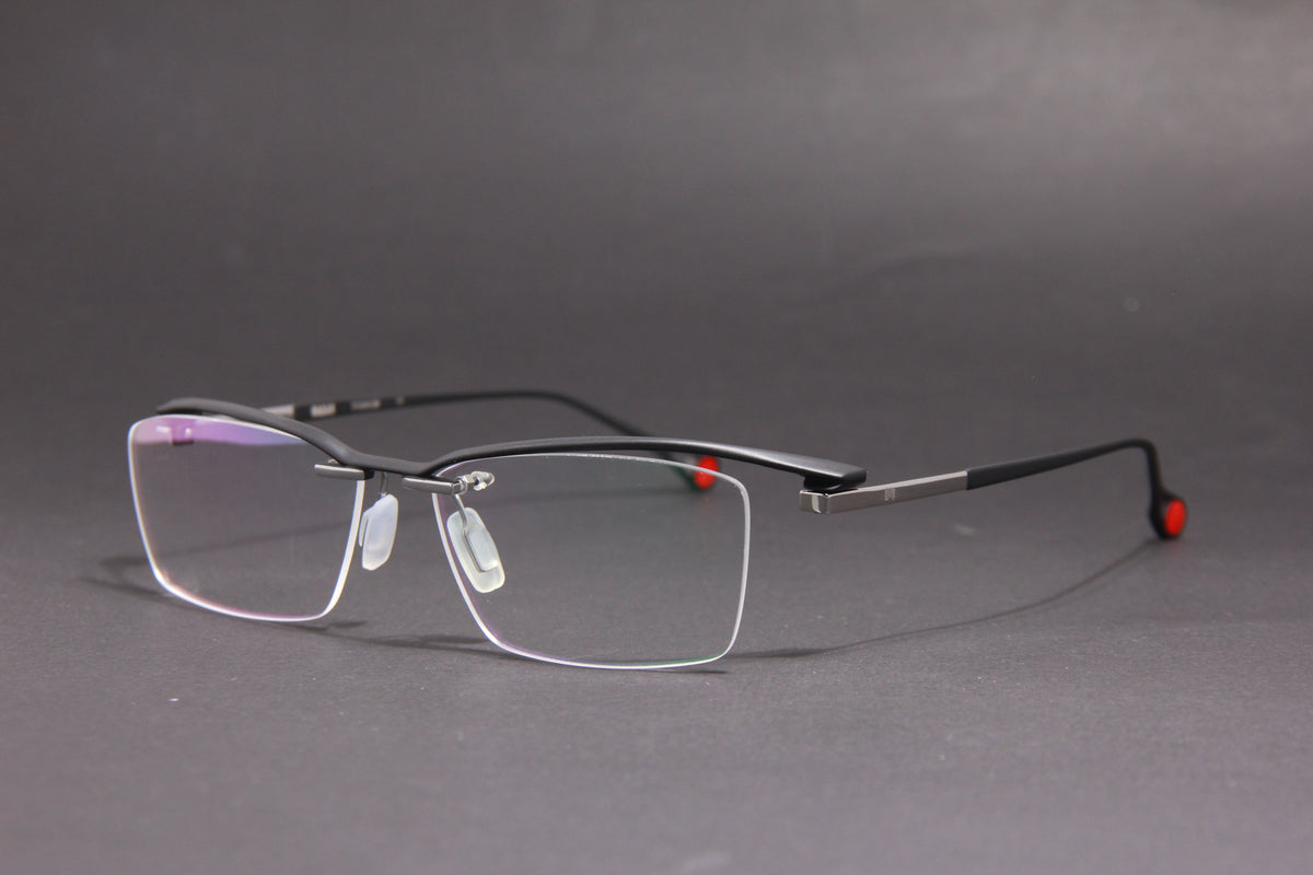 RADAR NUKE TITANIUM  MATTE BLACK SILVER HALF RIM PRESCRIPTION EYEGLASSES SPECTACLES