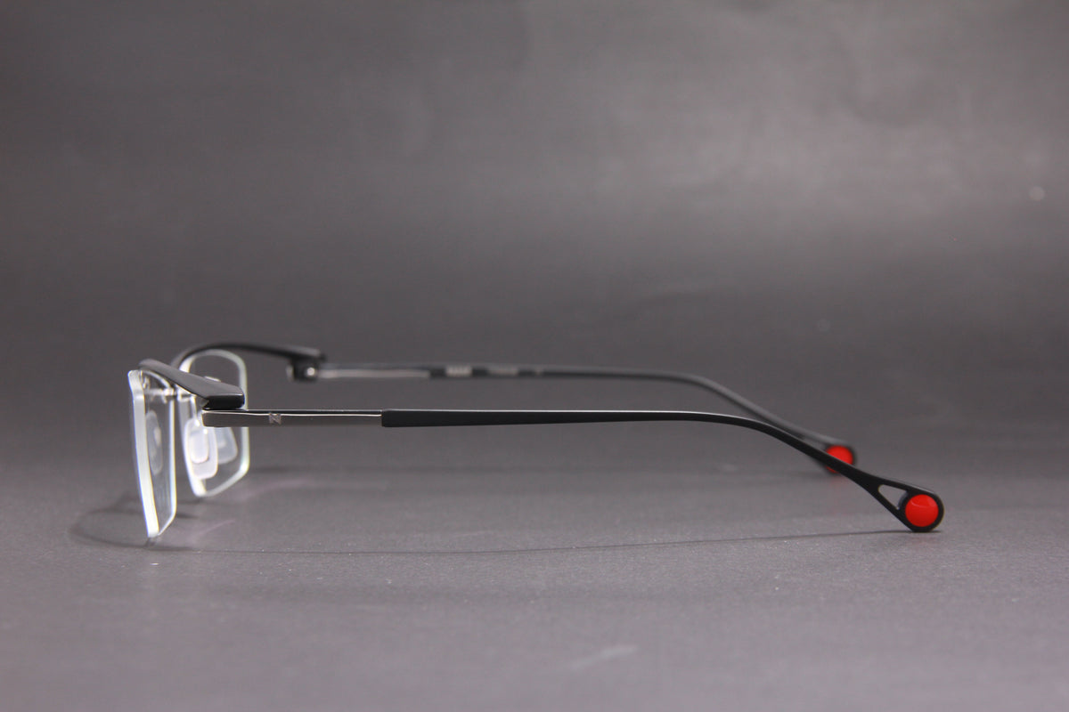 RADAR NUKE TITANIUM  MATTE BLACK SILVER HALF RIM PRESCRIPTION EYEGLASSES SPECTACLES