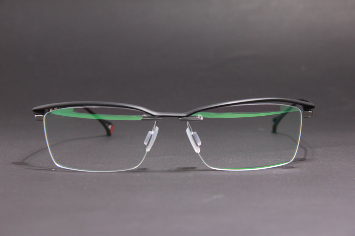 RADAR NUKE TITANIUM  MATTE BLACK SILVER HALF RIM PRESCRIPTION EYEGLASSES SPECTACLES