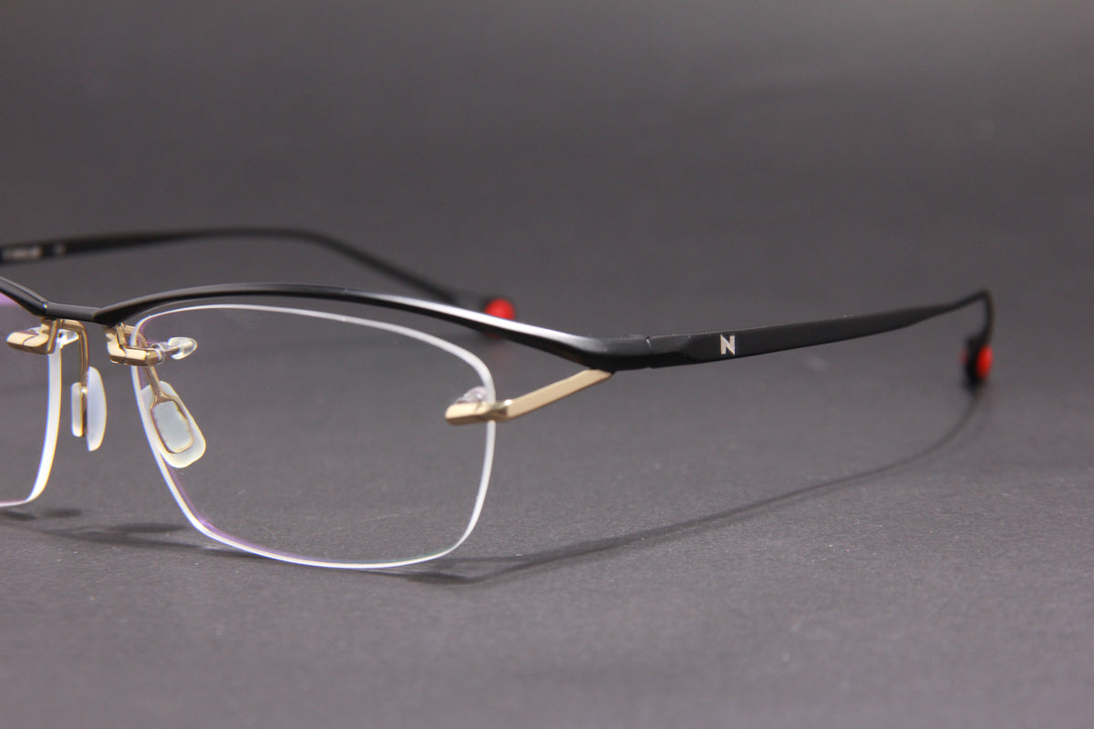 ZERO NUKE TITANIUM  MATTE BLACK GOLD HALF RIM PRESCRIPTION EYEGLASSES SPECTACLES