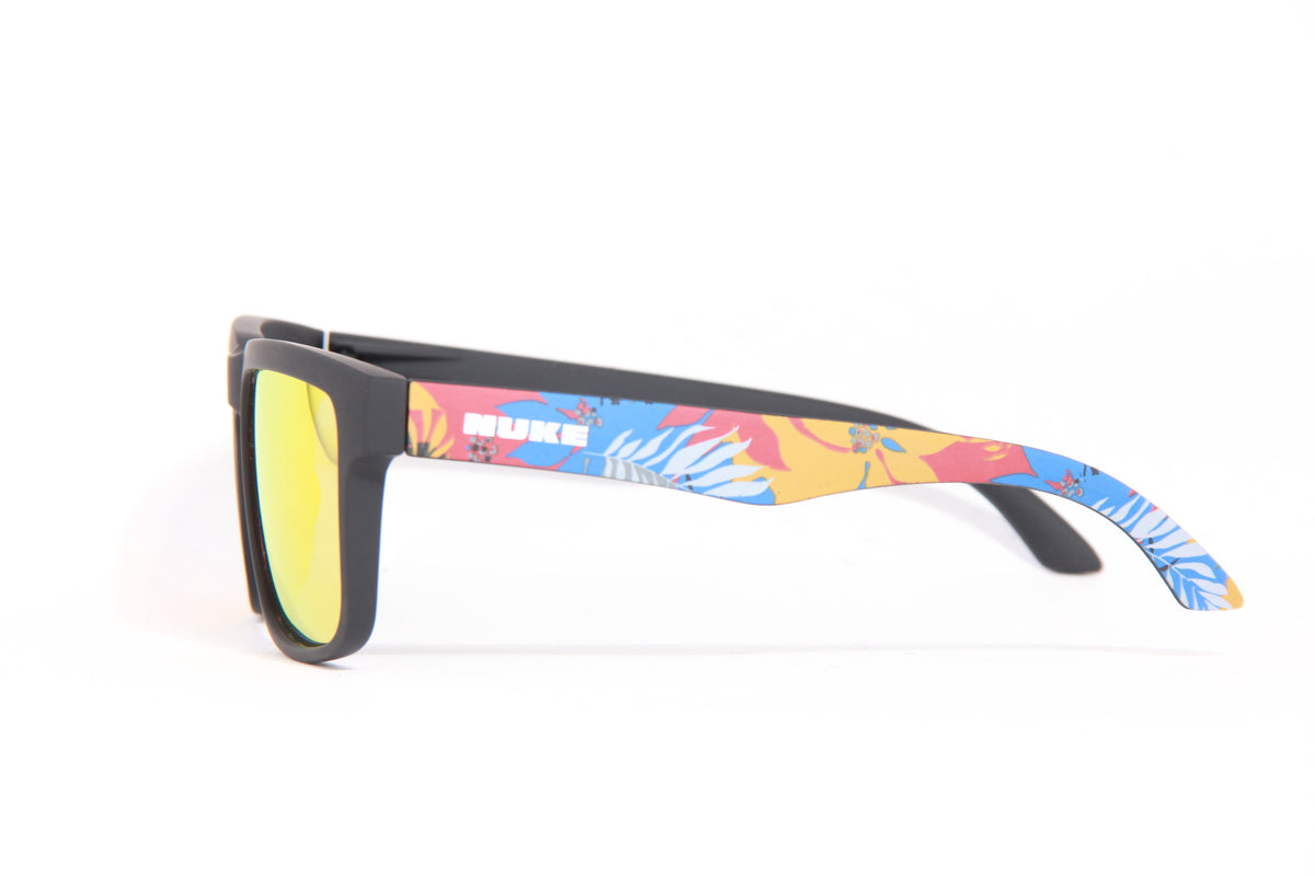 ORACLE MATTE BLACK RUBY FIRE TROPIC PRINT POLARIZED SUNGLASSES