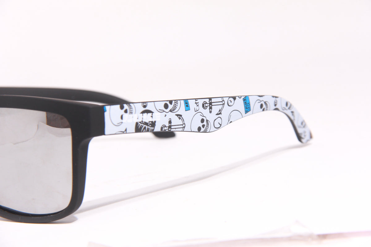 ORACLE MATTE BLACK SILVER SKULL PRINT POLARIZED SUNGLASSES