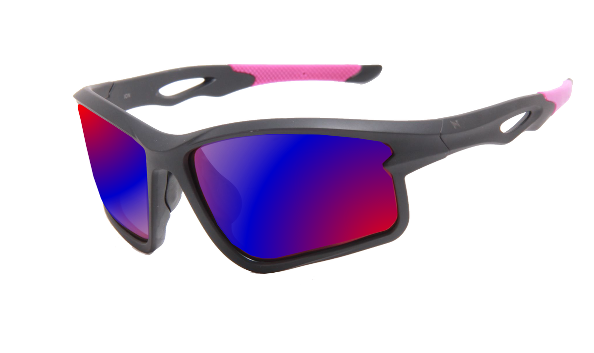 ION MATTE BLACK BLUE RED POLARIZED UV400 SUNGLASSES