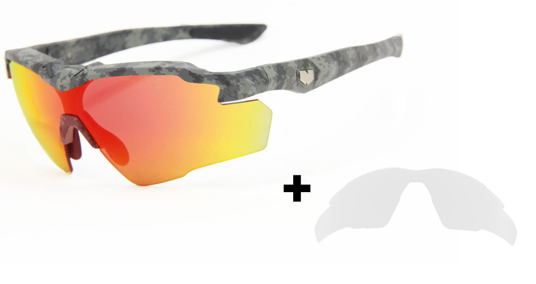COMBO 2025 STINGER JUNGLE GUN GREY CAMO RUBY FIRE Z87.1 SAFETY RX PRESCRIPTION SUNGLASSES