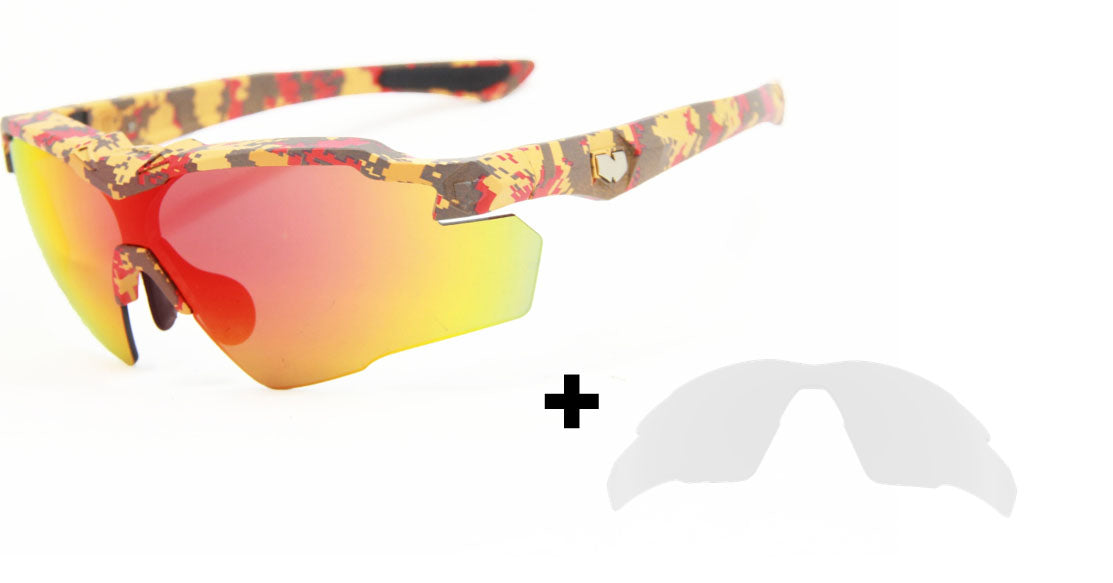 COMBO 2025 STINGER SUNSET CAMO RUBY FIRE Z87.1 SAFETY RX PRESCRIPTION SUNGLASSES