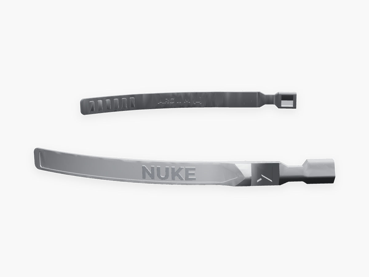 ARC 11 M sandblasted silver aluminium arms with embossed name