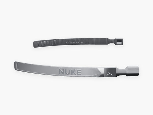 ARC 11 M sandblasted silver aluminium arms with embossed name